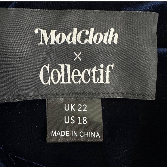 NWT Mod Cloth 18 Blue Angel Velvet Evening Gown- Navy Blue Formal Dress - Picture 10 of 11